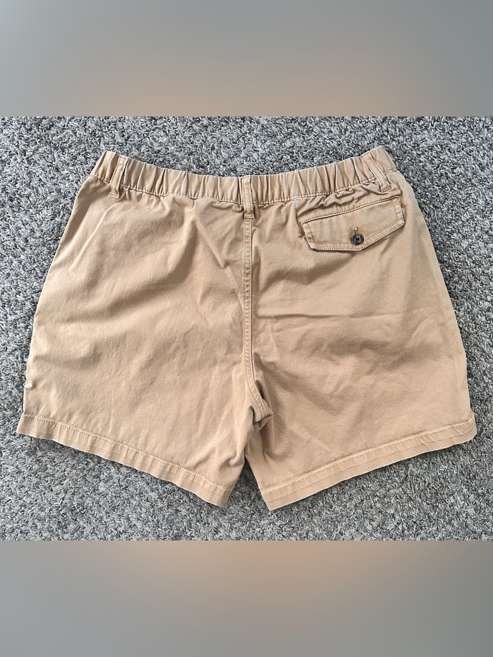 Men's Flat Front Elastic-Waist Tan Shorts - Picture 2 of 6